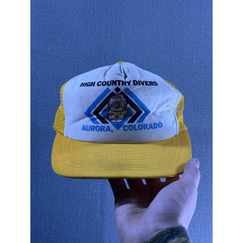 Vintage Sportcap HC Divers Hat Cap Snap Back Mens Large Yellow Trucker